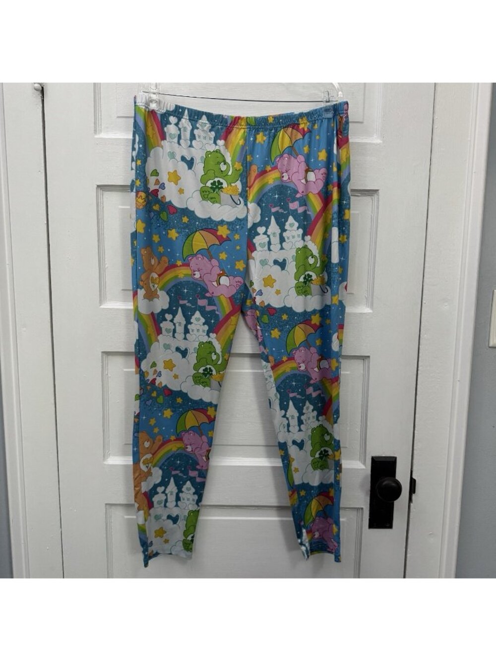 SHEIN x Care Bears Womens 3XL Plus Blue Rainbow Castle Print High Rise Leggings